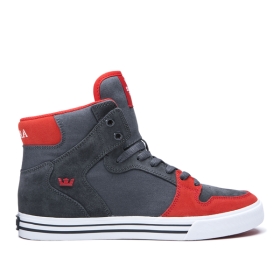 Womens Supra High Top Shoes VAIDER Dk Grey/Risk Red/white | AU-17594